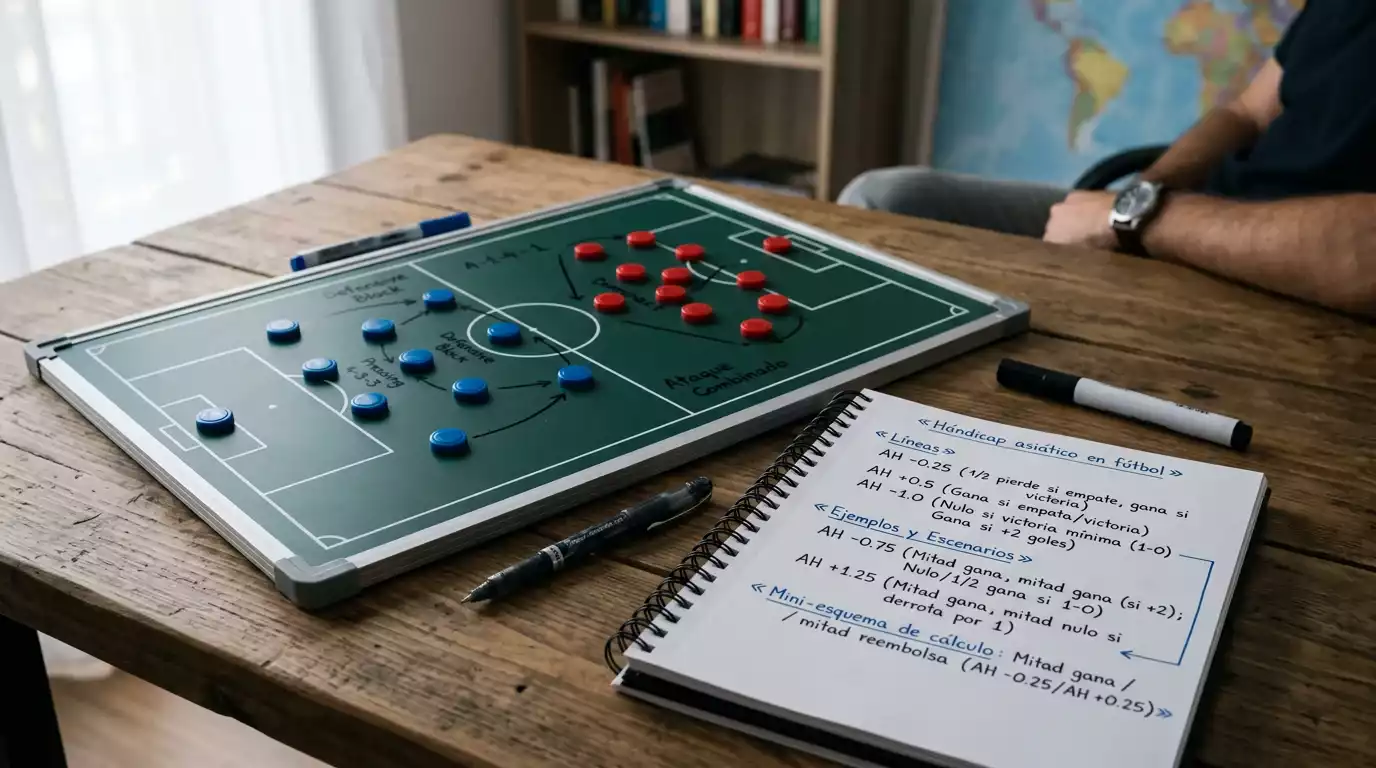 Explicación visual del hándicap asiático en apuestas de fútbol